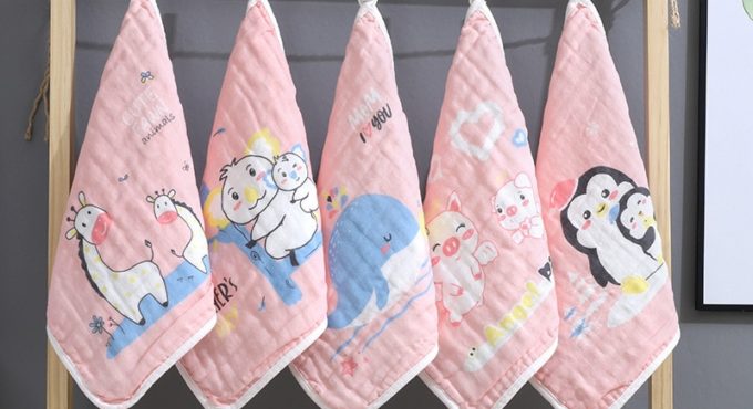 5pcs/lot 6 layer Muslin Squares Towel Cotton Baby Towel Handkerchief Kids Infant Wipe Cloth Newborn Baby Face Towel Bibs Feeding