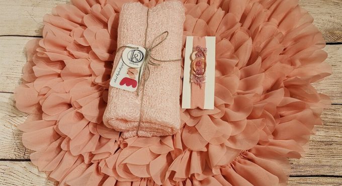 Don&Judy Chiffon Blanket with Matched Stretch Mohair Wrap and Headband Sets Soft Studio Prop Newborn Photography Baby Props