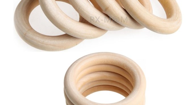 Baby Wooden Teether Nature Montessori Baby Toy Infant Teething Molars Teether Toy Accessories Wooden Ring Set Necklace Kids Toys