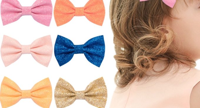 Shiny Sequin Glitter Bowknot Hair Clip Hair Bow Hairpin BB Clips Baby Girl Children Barrette Party Hairgrips Duckbill Clip