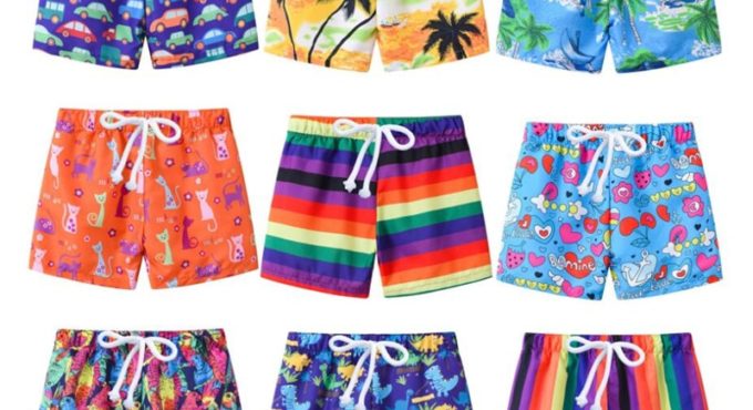 2020 New Kids Summer Swim Shorts Baby Boys Girls Swimwear Toddler Kids Fashion Print Swimwear Swimsuit Beach Short Pants 2-7T