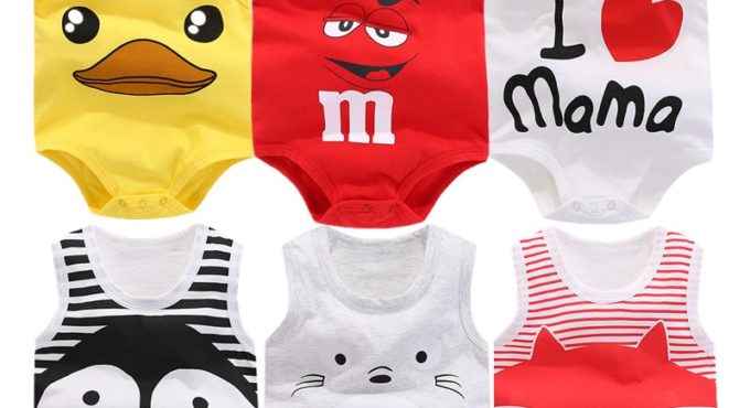 Summer Sleeveless Animal Bodysuit Newborn Baby Boy Bodysuit cotton funny swimsuit Body Baby Girl costume Minibabies short home