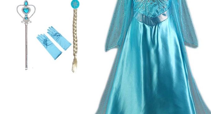 Tiange Girls Wedding Dress Crown Set Winter Sequins Longer Vestido Christmas Party Princess Costume Children Girl Fancy Dresses