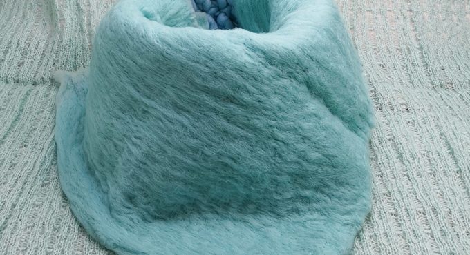 A Set 150x100cm Baby Posing Layer Knitted Basket+50x50cm 100% Fluffy Wool Felt Blanket for Newborn Baby Photography Props