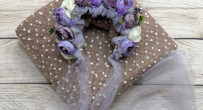 150*100cm Knit Bobble Wraps+Floral Baby Bonnet Vintage Flower Clusters Bonnet Baby Gril Hat for Newborn Baby Photography Props