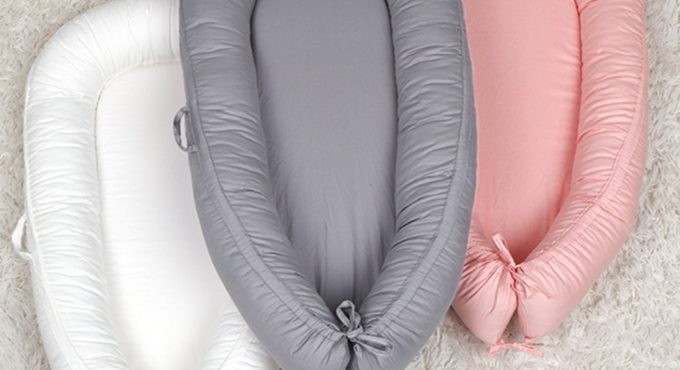 80x50cm Baby Nest Bed Portable Crib Travel Bed Solid Cotton Newborn Baby Crib Infant Bedding