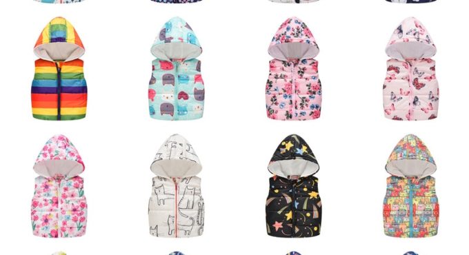 Fashion Vest for Girls Boys Hooded Cotton Winter jacket Baby Girl clothes boy hooded vests Kids Sleeveless Coats Child Outerwear