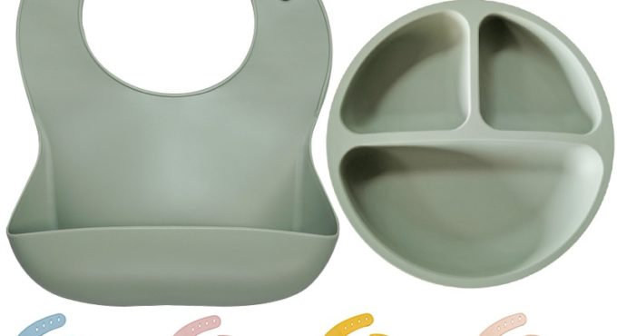 BPA Free Baby Silicone Feeding Platos Baby Bibs Suite Fashionable Pure Children's dishes Bowl Baby Stuff tableware dropshipping