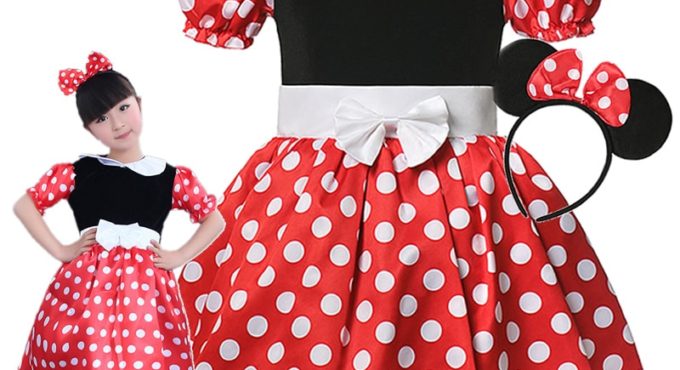 Disney Baby Girls Minnie Dress Kids Mickey Dress Tutu Summer Children Cute Casual Costumes Toddler Halloween Cartoon Role