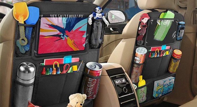 2pcs Baby Storage Bags Multi-Function Car Storage Bag Car Back Seat Pouch Oxford Cloth Organizer Car Backseat Bag Black