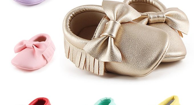 Baby Shoes Newborn Infant Boy Girl First Walker PU Sofe Sole Princess Bowknot Fringe Toddler Baby Crib Shoes Casual Moccasins