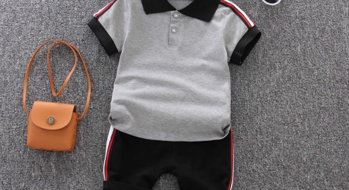 Baby Set Boy Clothing 2021 Summer Casual Cotton Kids Turn-down Top + Black Shorts Toddler Short Sleeve Golf Sports Outfits