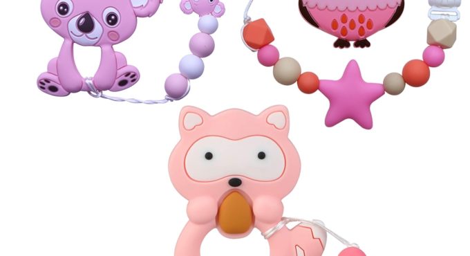 Joepada Baby Teething Necklace lovely Koala Owl Horse Cookies Baby Teether Molar Toy Gift Raccoon Food Grade Silicone Beads