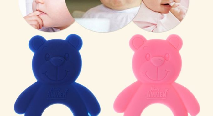 Baby Baby Teether Bear Cute DIY Necklace Teething Massage Pain Relief Pacifier Newborn Orthodontic Oral Care Infants Food Grade