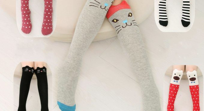 Cotton Cartoon Children's Baby Fox Socks With Bear Knee Highs Long Cute Infantil Kids For Girls Kniekousen 3-12 Years Old 1pcs