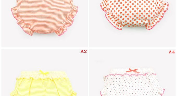 4 Styles Cute Stripe Dots Ruffle Panties Kids Girl Infant Baby Cotton Underwear For 0-2T Children Gifts Hot