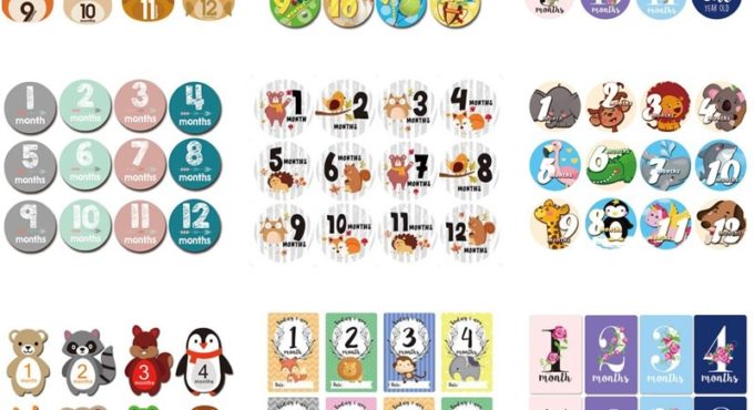 12 Pcs Month Sticker Baby Photography Milestone Memorial Monthly Newborn Kids Commemorative Card Number Photo Accessories Gifts