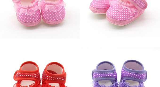 Baby Infant Shoes Girls Dot Lace Soft Sole Prewalker Warm Casual Flats Shoes Newborn Toddler First Walker Sole Anti-Slip Shoes