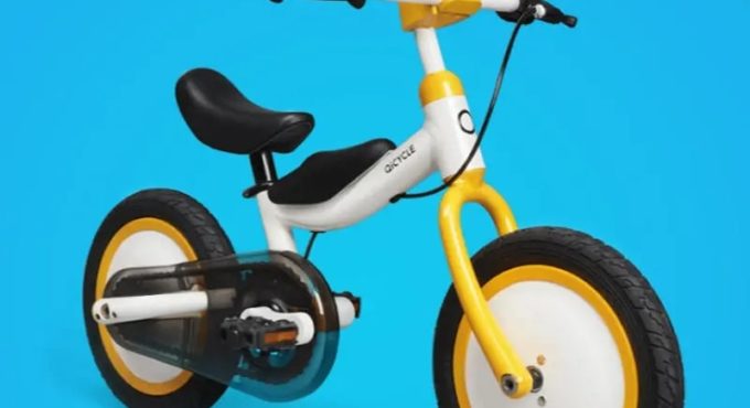 QICYCLE Balance Bike Tricycle Scooter 12" for Children Yellow Color Slide Bicycle Dual Use Balance Bike for Kids Children Bikes