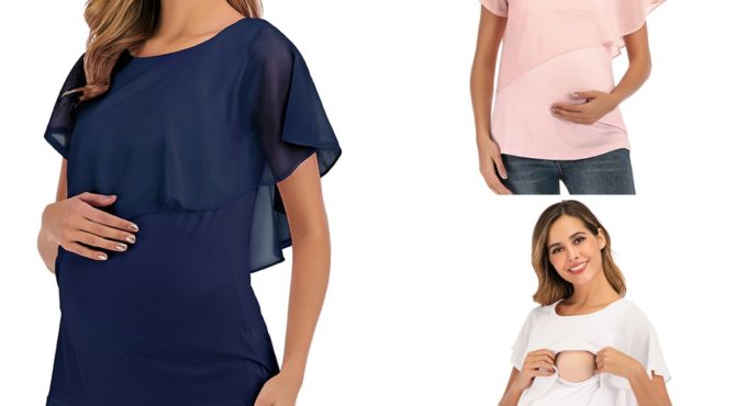 2020 New Summer Women Pregnant Maternity Nursing T Shirts Women's Maternity Nursing Wrap Top Sleeveless Double Layer Blouse Tee