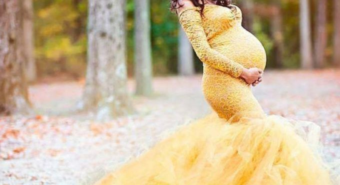 Long Sleeve Maternity dresses Lace Maxi Dress Photography Props Dresses splice Mesh pregnancy dress For Photo Shoot Clothes