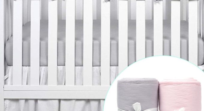 Three-piece Cotton Crib Protection Wrap Edge Baby Anti-bite Solid Color Bed Fence Guardrail Baby Care Baby Safety Products