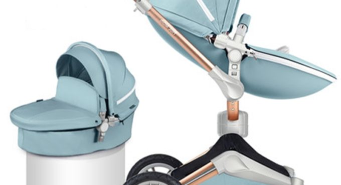 Hotmom Luxury Stroller 2 In 1 Stroller Baby Pram Baby Car Hadnd Car Shock Absorbers Car Umbrella Two-way Newborn Leather