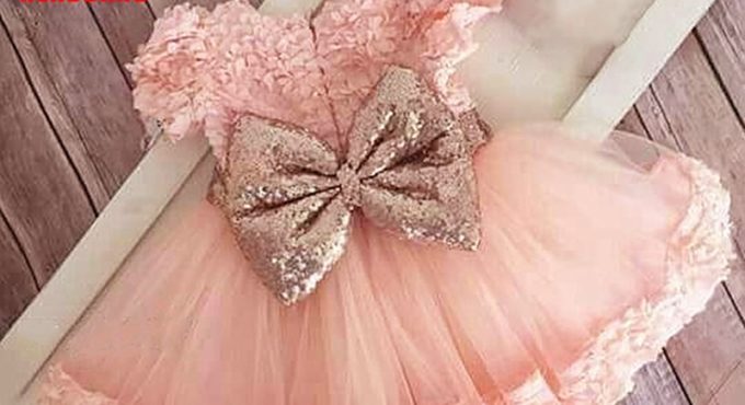 Sequin Bow Dress for Girl Baby Christening Gown First 1st Birthday Dress Party Girl Baby Clothing Toddler Clothes Infant Vestido