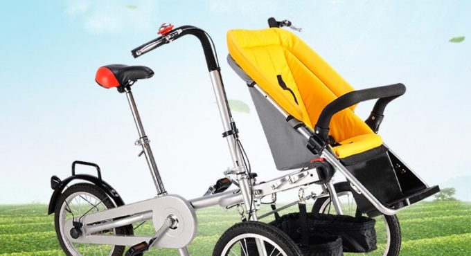 Mama Baby Bike Stroller Cart Double Bike for Entire Family Three Wheels Baby Stroller Child Tricycle Three Wheel Bicycle