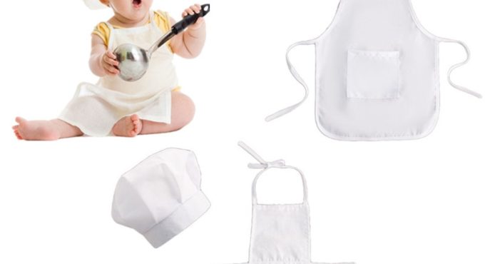 2 Pcs Cute Baby Chef Apron and Hat Infant Kids White Cook Photos Costume Photography Prop Newborn Hat Apron Photoshoot Clothing