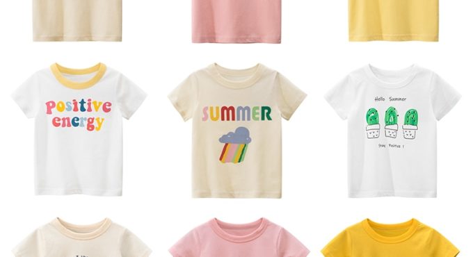 Kids T Shirts Summer Boys Girls Short Sleeve Print Baby Toddler Children Cotton Tops Tees Clothes White New 2021 Clothing