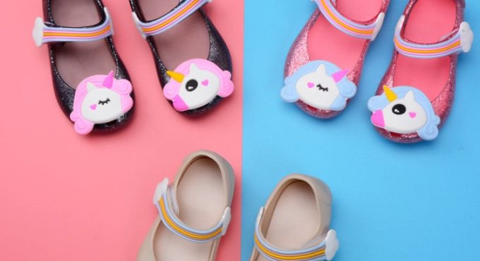 2020 New Mini Melissa Bow Jelly Shoes Girls Shoes Unicorn Sandals Child Sweet Jelly Sandals Girls Princess Shoes