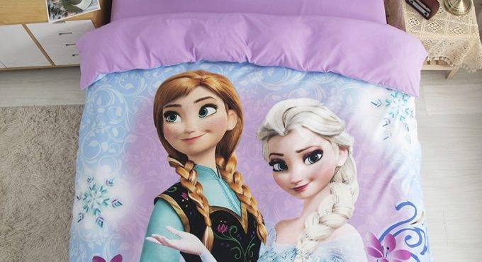 Disney Bedding Set Purple Frozen Elsa Anna Princess Rapunzel Bella Duvet Cover Sets for Baby Children Girls Bed Birthday Gifts