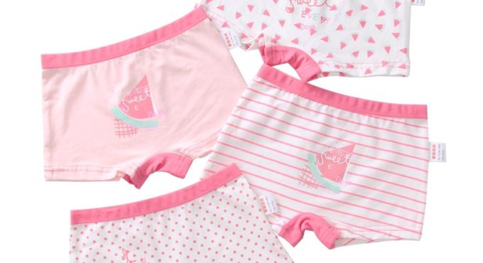 3-12 yrs Children Girls Cotton Underwear Panty Boxer Baby Kids Lovely Cute Underpants 4pcs/lot