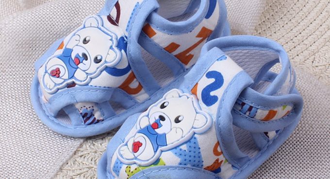 Summer cartoon bear baby shoes cloth soft bottom toddler sandals baby girl soft bottom cartoon non-slip casual shoes сандали 50*