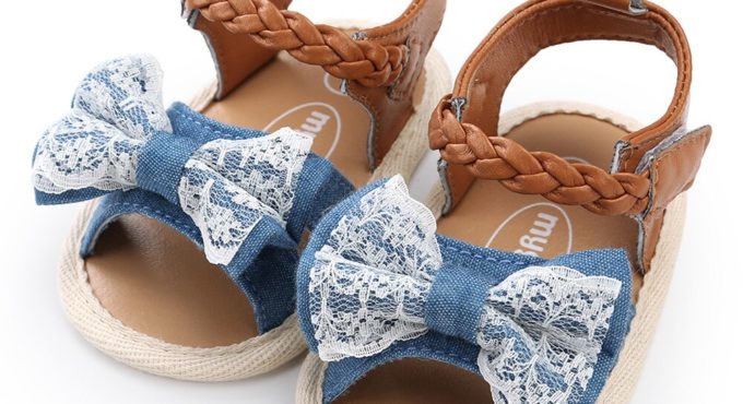 Baby braided sandals baby fashion hot sale casual sandals summer non-slip soft bottom bow print sandals сандали детские 40*