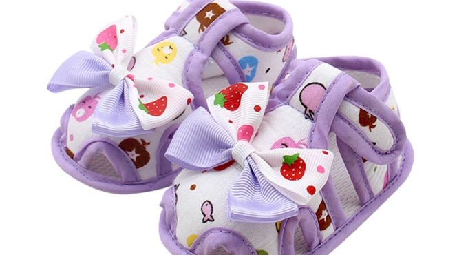 Newborn baby soft bottom sandals baby girl summer casual sandals printed bow soft bottom non-slip sandals детская обувь 50*