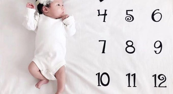 Newborn Baby Milestone Blankets Photography Blanket Flower Print Soft Blanket DIY Infant Photography Props