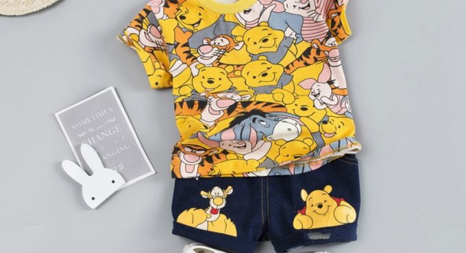 2021 Summer Baby Boy Clothing Sets Cartoon Bear Brand Boys Girl Clothes 1 2 3 4 Years Kids Set Cotton T-shit + Short Pants