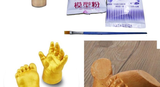 3D Hand & Foot Print mold powder Plaster Casting Kit Keepsake Baby Birthday Footprint Baby Gift Growth Memorial Gift Handpr X8N4