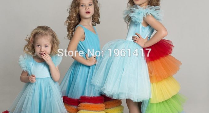 Girl Princess Dress Children;s colourful dress Girl Dresses for Wedding Hollow Kid Party Communion Dress