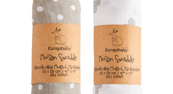 Kangobaby New Design 2pcs Set Double Layers 100% Cotton Newborn Baby Muslin Swaddle Blanket