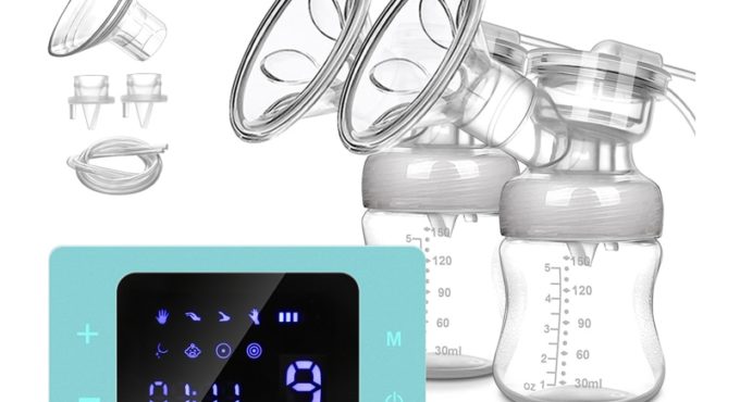 MOSFiATA Rechargeable Electric Breast Pump Nursing Breastfeeding Pump with Milk Bottle LCD Smart Touch Screen Baby Accessories