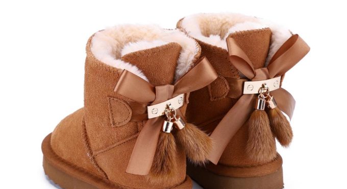 HABUCKN Australian Genuine Leather Fashion Girls Winter Snow Boots For children Warm Winter child Shoes Pendant tassel dusk Shoe