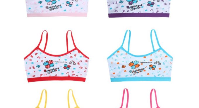 Girls Bra Underwear Lingerie Kids Teens Teenage Young Adolescente 8-14Years Student Cotton Cartoon Print Undewear Tops 24BE