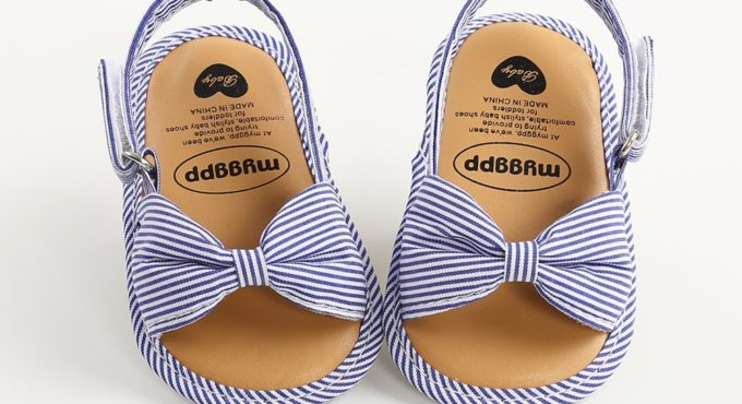 NEW Newborn Baby Kids Girls Summer Shoes Sandals Non-Slip Canvas Bowknot Toddler Children Baby Sandals 0-18M