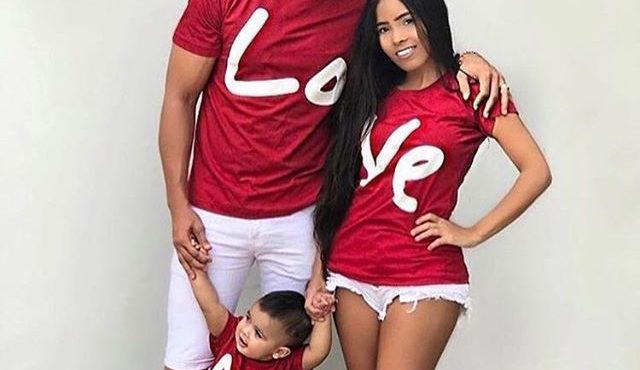 family matching clothes mother father daughter son kids baby T-shirt Parent-child Red Letter Print T-shirt Short Sleeve Tops