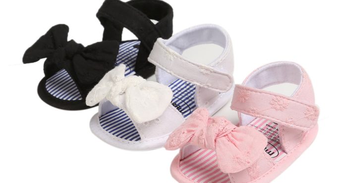 Pudcoco Kid Baby Sandals Girls Summer Solid Stripe Bow Knot Flat With 0-18 Monthes Children Cute Lovely Bowknot Princess Shoes