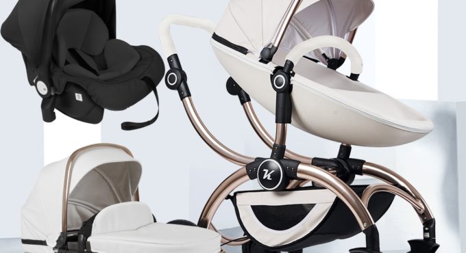 High landscape baby stroller European style two-way shock absorber trolley three-in-one folding reclining stroller