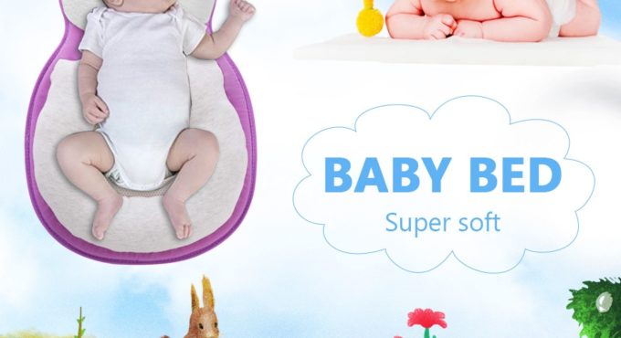 Cartoon Baby Head Shaping Pillow Portable Baby Cribs Anti Roll Memory Foam Sleeping Cushion Household Infants Sleep Care Props